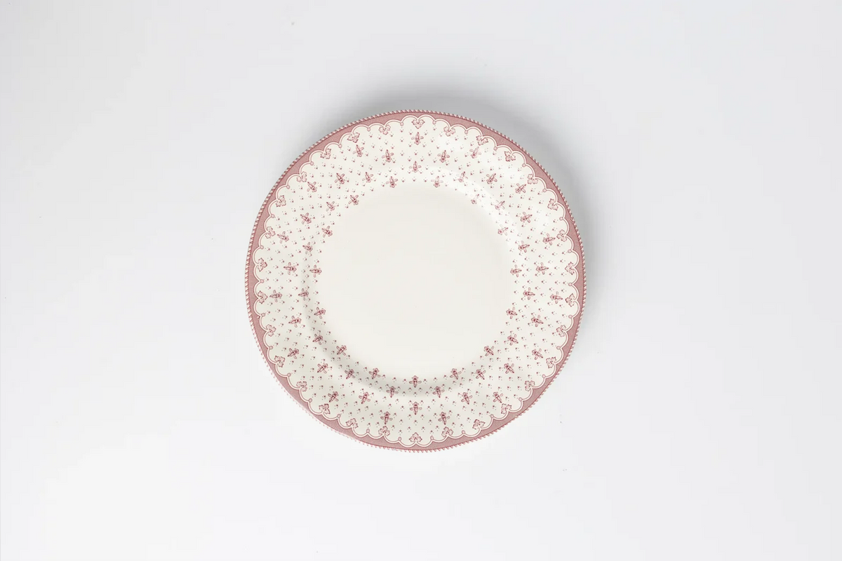 Plato Llano Flor de Lis Rosa