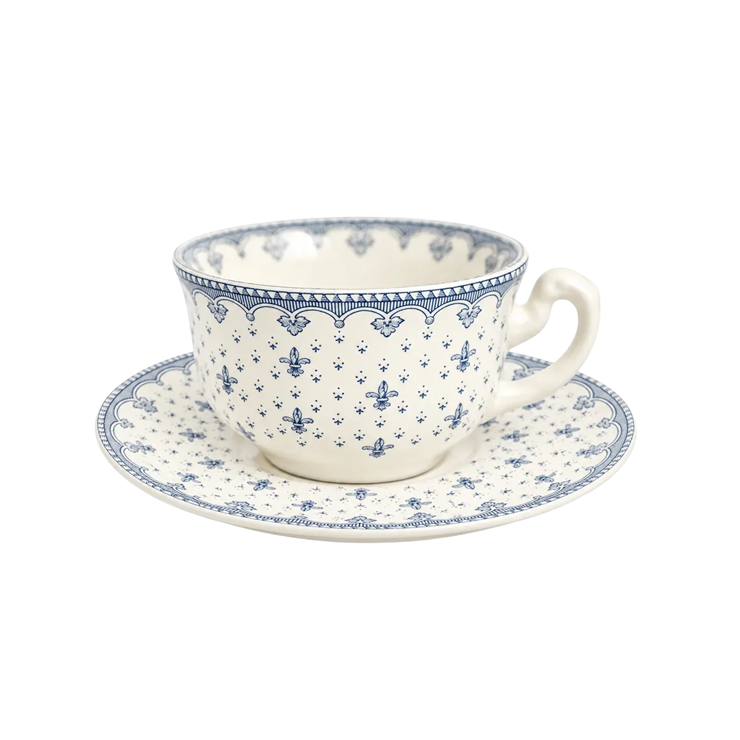 Flor de Lis Azul Coffee Cup and Saucer