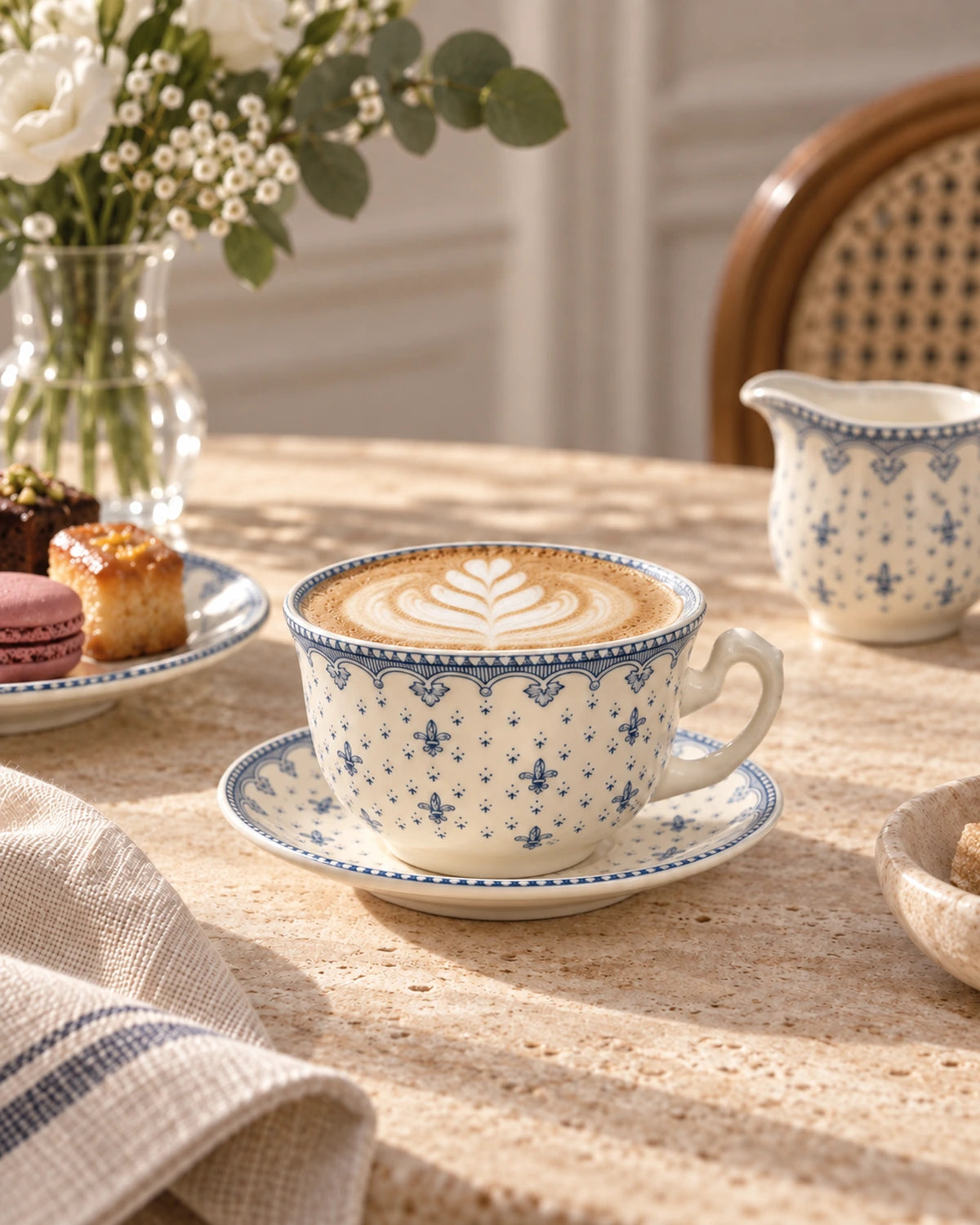 Flor de Lis Azul Coffee Cup and Saucer
