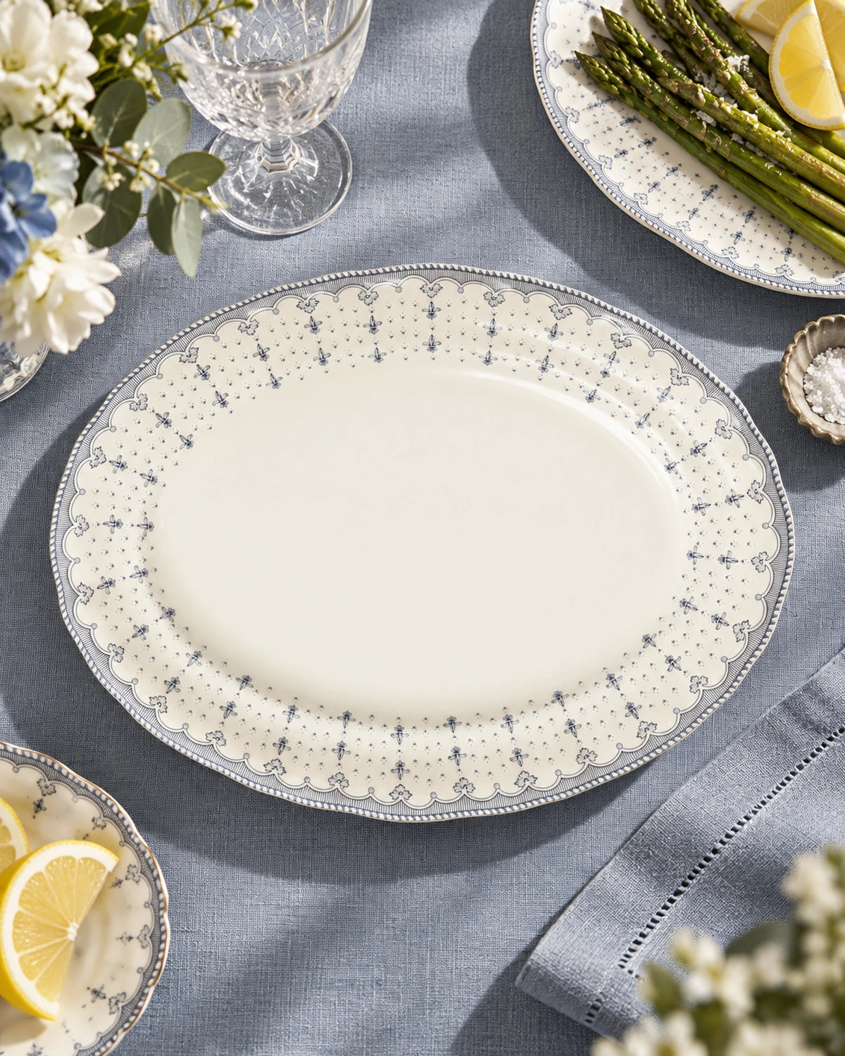 Flor de Lis Azul Large Platter
