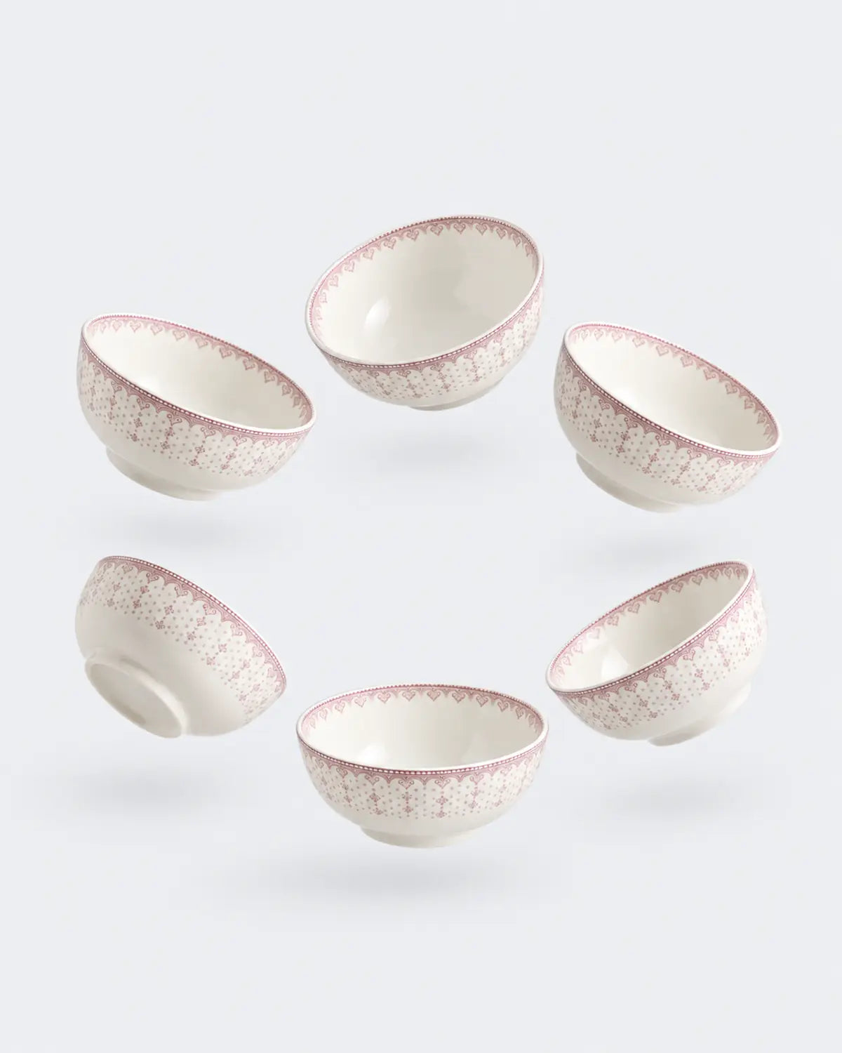 Flor de Lis Rosa Set of 6 Mini Bowls