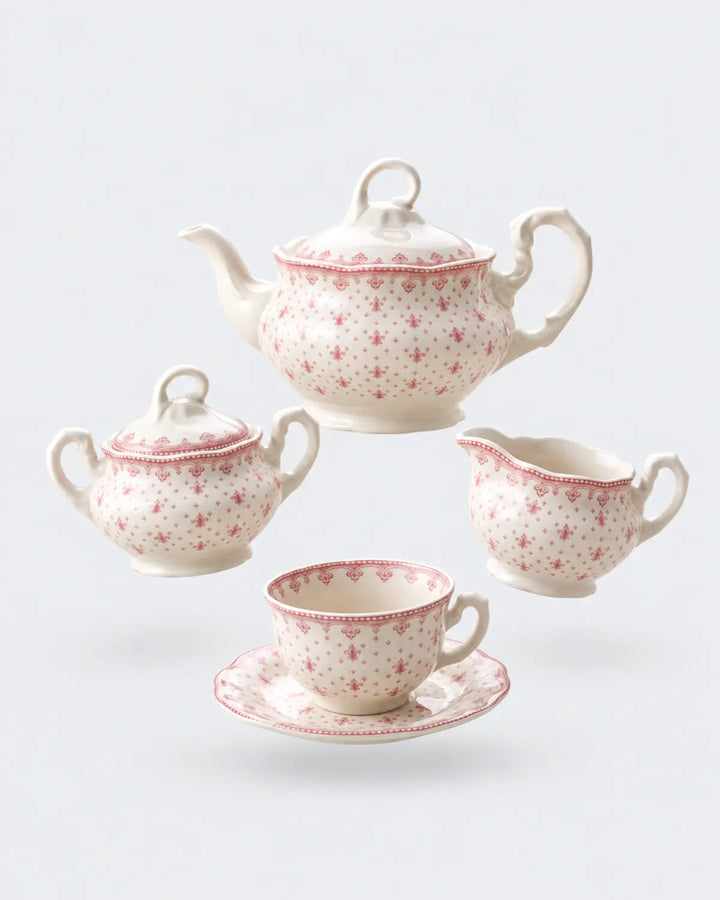 Juego Té Flor de Lis Rosa