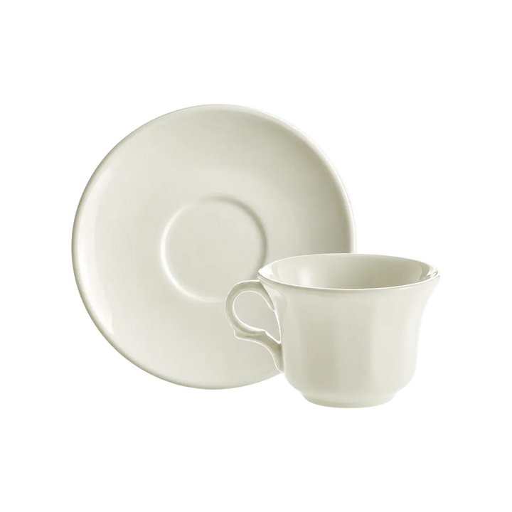 Taza Café Con Platillo Ochavada Blanco
