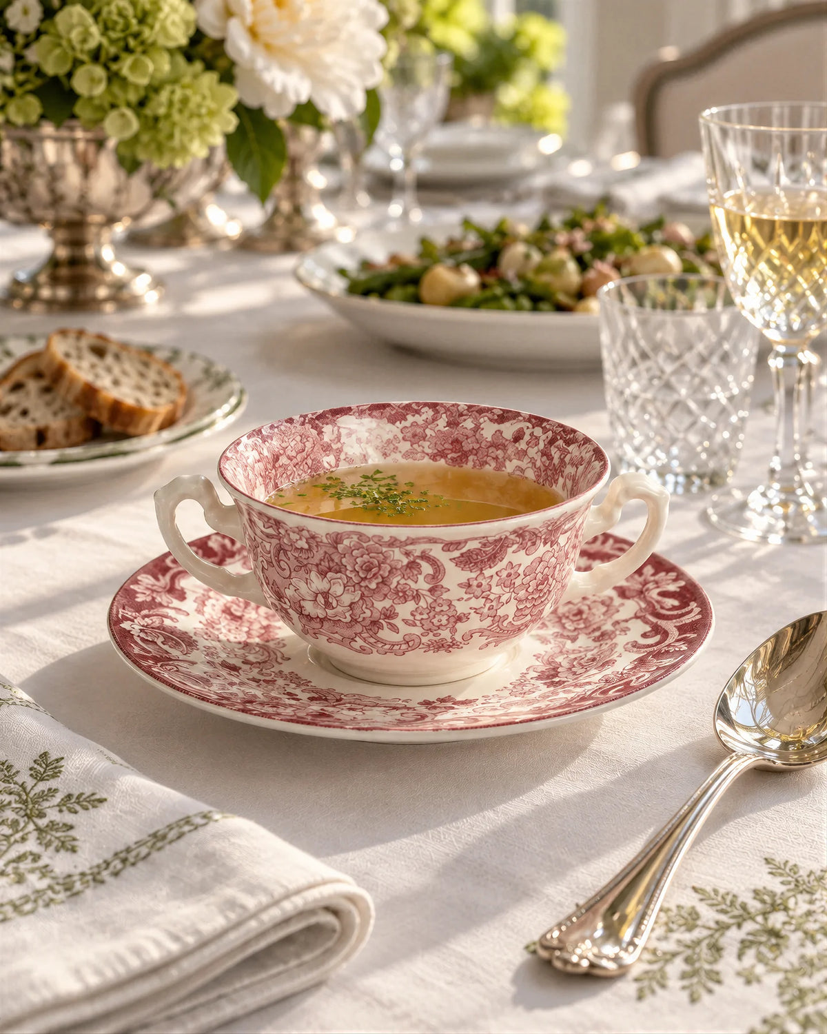 Taza Consomé Con Platillo 202 Rosa