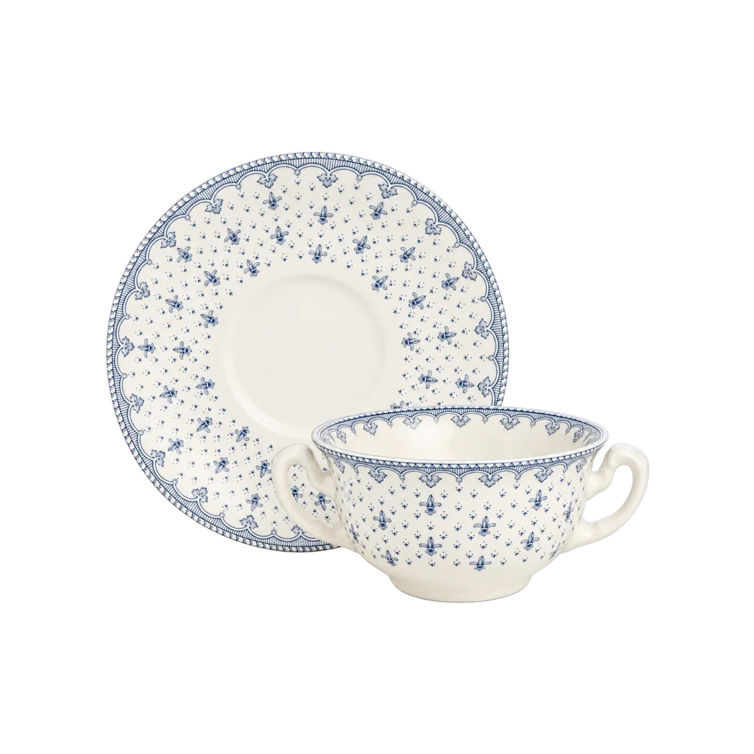 Flor de Lis Azul Consommé Cup and Saucer