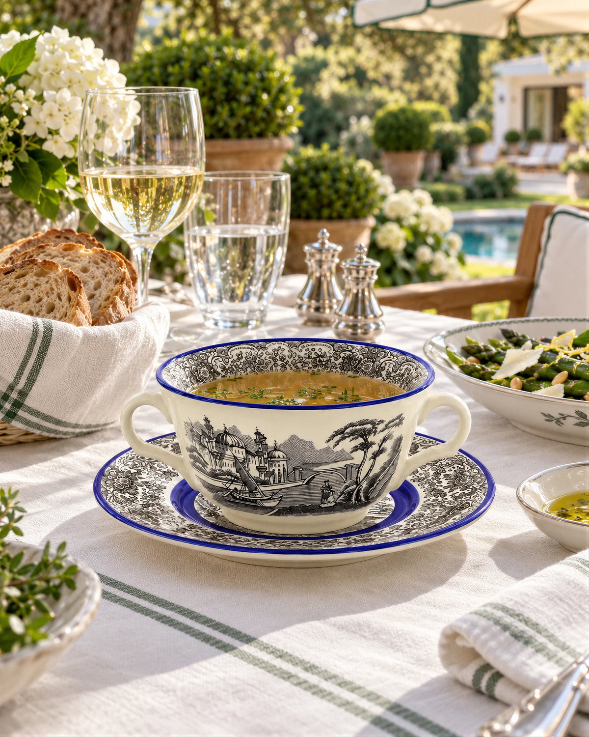 Taza Consomé Con Platillo N. Vistas Azul A. Stewart