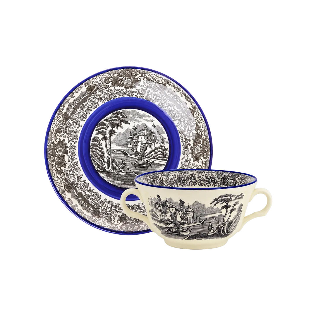 Taza Consomé Con Platillo N. Vistas Azul A. Stewart