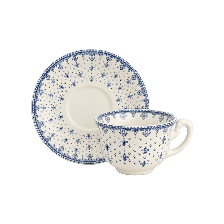 Taza Té Con Platillo Flor de Lis Azul