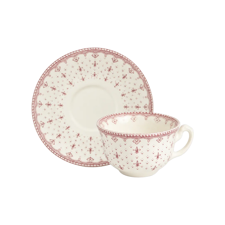 Taza Té Con Platillo Flor de Lis Rosa