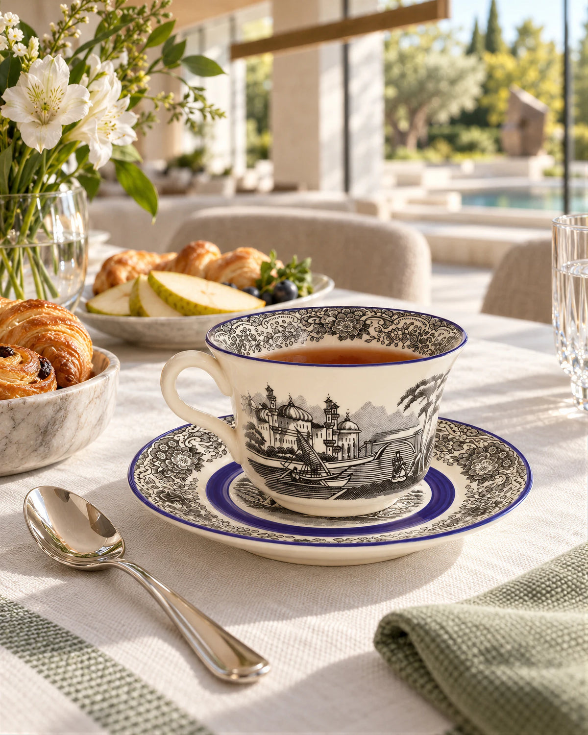 Taza Té Con Platillo N. Vistas Azul A. Stewart