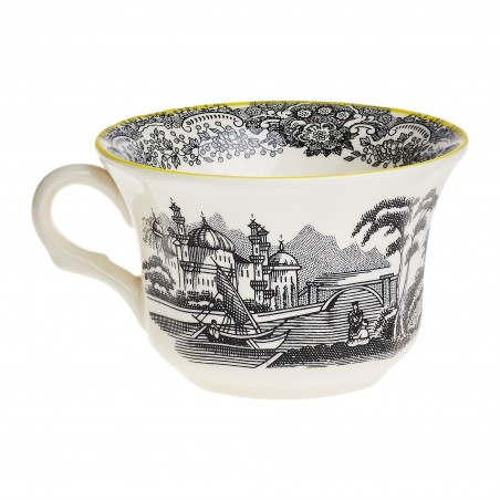 Set de 4 tazas de té con platillos colección Negro Vistas Yellow by Aaron Stewart