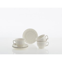 Set de 12 tazas de desayuno con platillos colección Imperio Blanca