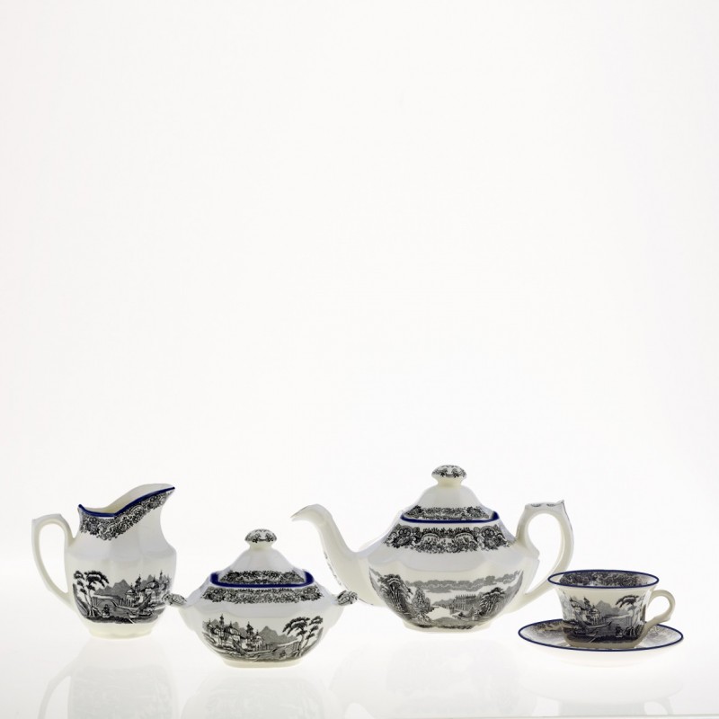 Juego de té de 15 piezas colección Negro Vistas Blue by Aaron Stewart