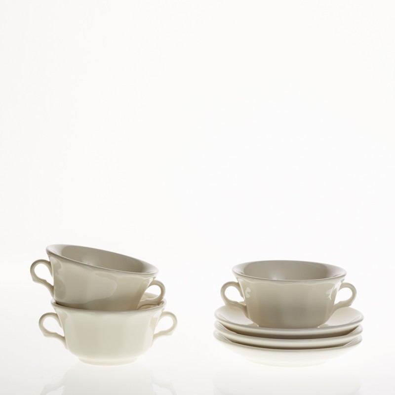 TAZA CONSOME CON PLATILLO OCHAVADO BLANCO