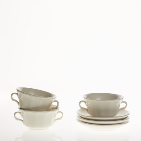 TAZA CONSOME CON PLATILLO OCHAVADO BLANCO