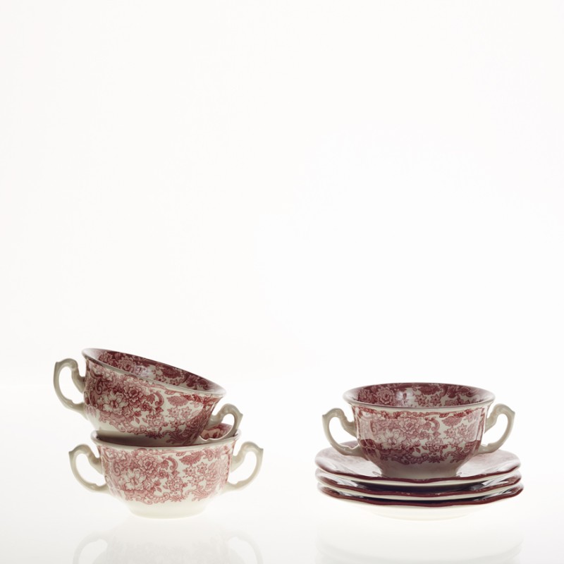 TAZA CONSOME CON PLATILLO 202 ROSA