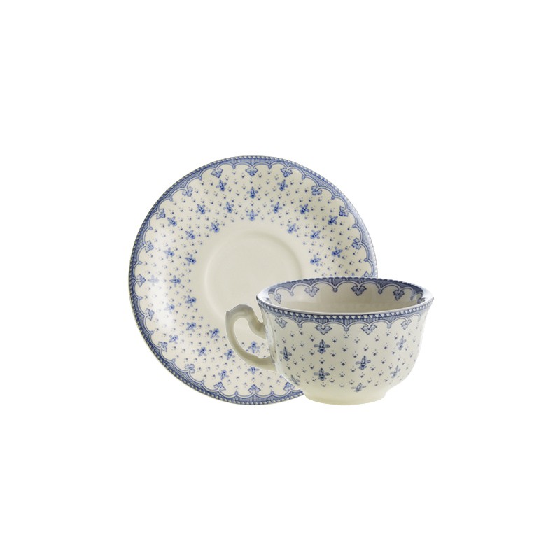 TAZA TE CON PLATILLO FLOR LIS AZUL