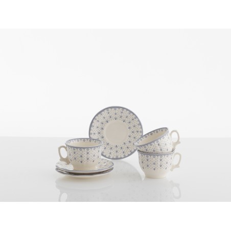 TAZA DESAYUNO CON PLATILLO FLOR LIS AZUL
