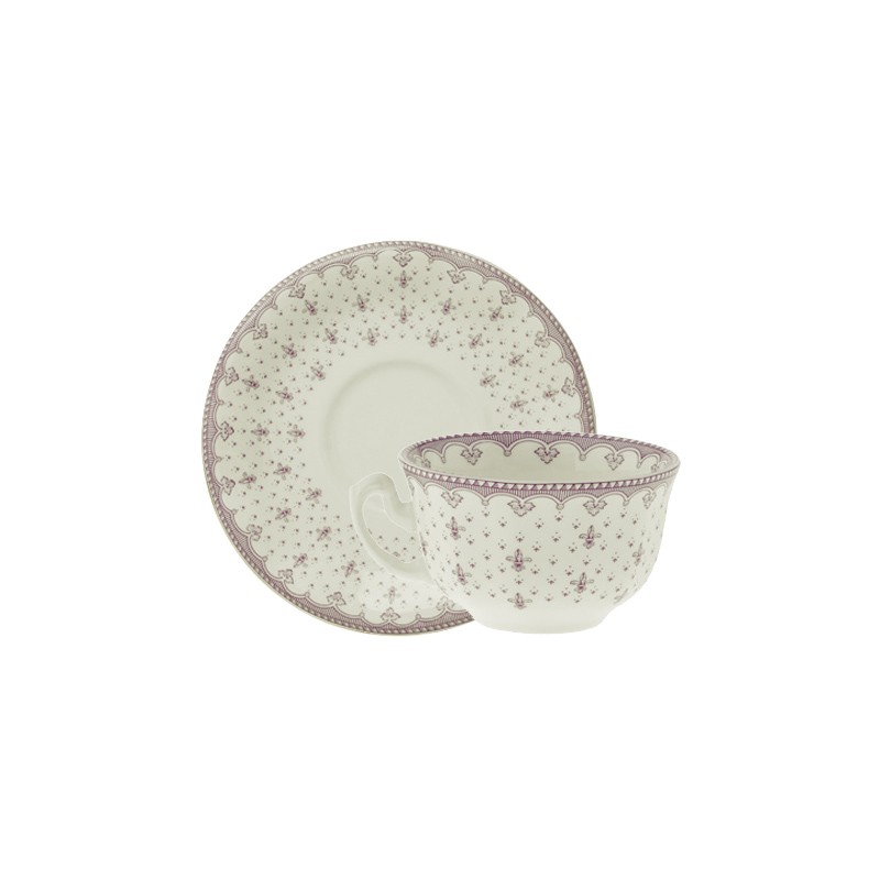 TAZA TE CON PLATILLO FLOR LIS ROSA