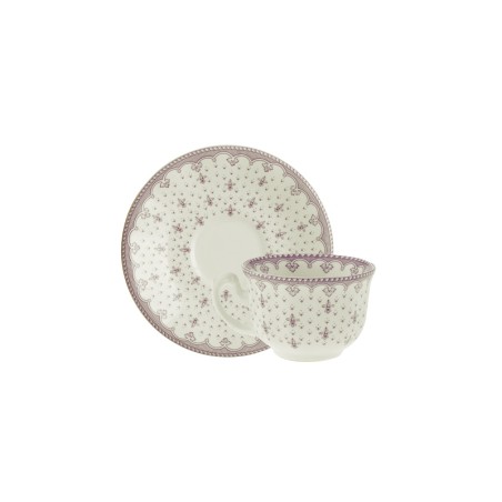 TAZA CAFE CON PLATILLO FLOR LIS ROSA
