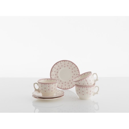 TAZA DESAYUNO CON PLATILLO FLOR LIS ROSA