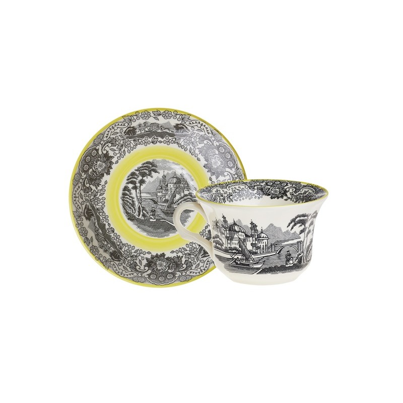TAZA TE CON PLATILLO N. VISTAS AMARILLO A.STEWART
