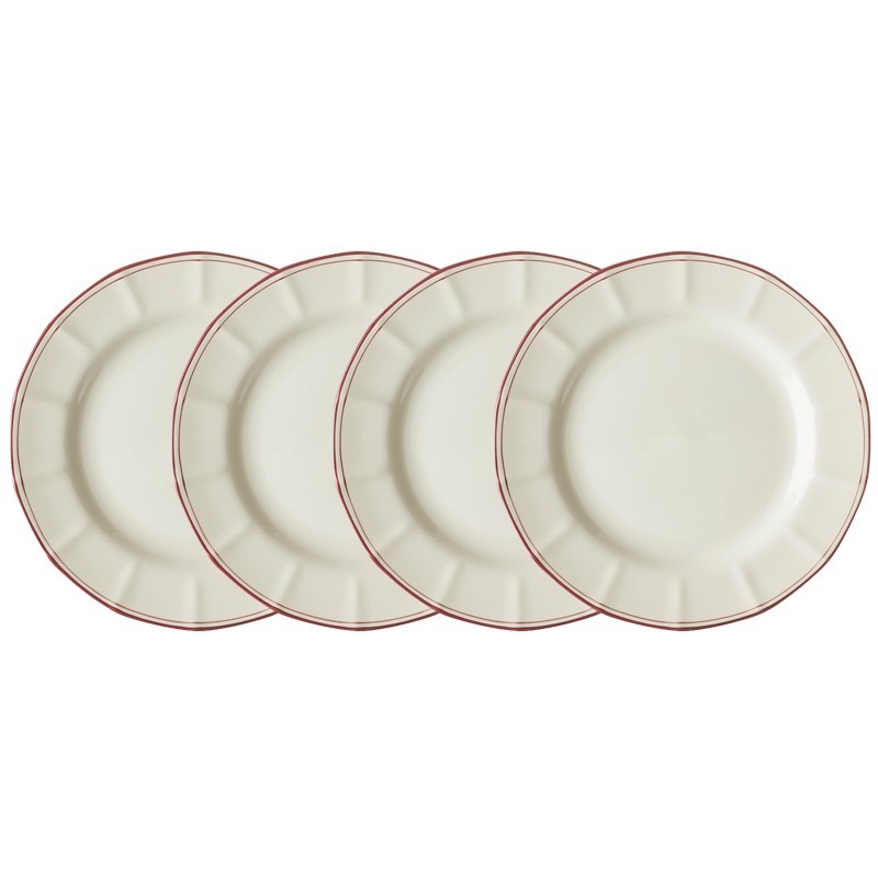 Set de 4 platos llanos 28 cm colección Basic Line Red
