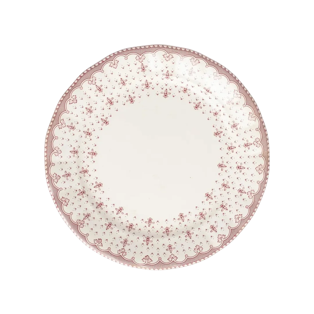 Plato Postre Flor de Lis Rosa
