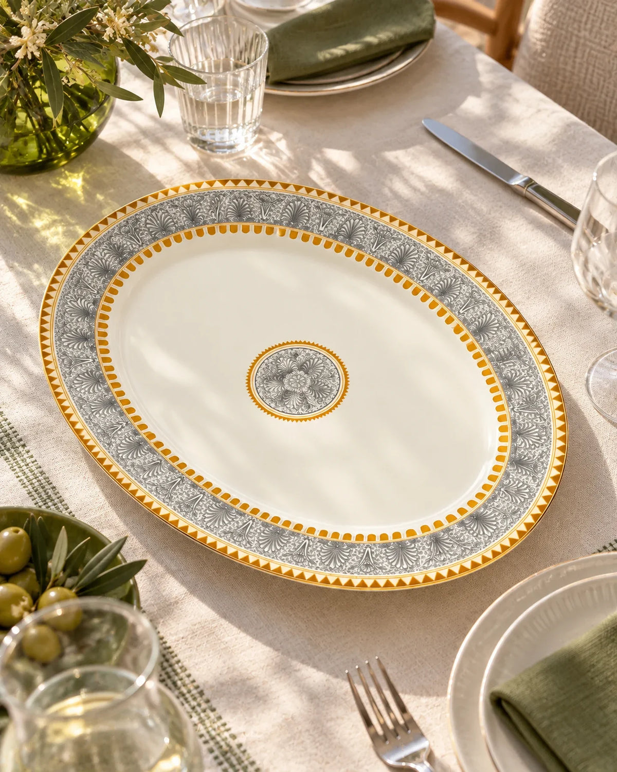 Áurea large platter · styled · provisional set-up