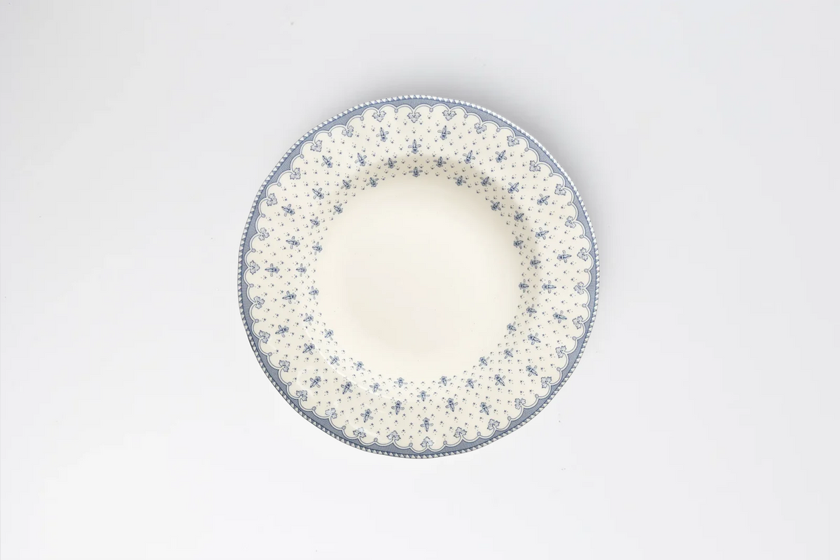 Plato Hondo Flor de Lis Azul
