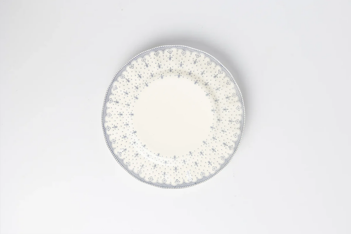 Plato Llano Flor de Lis Azul