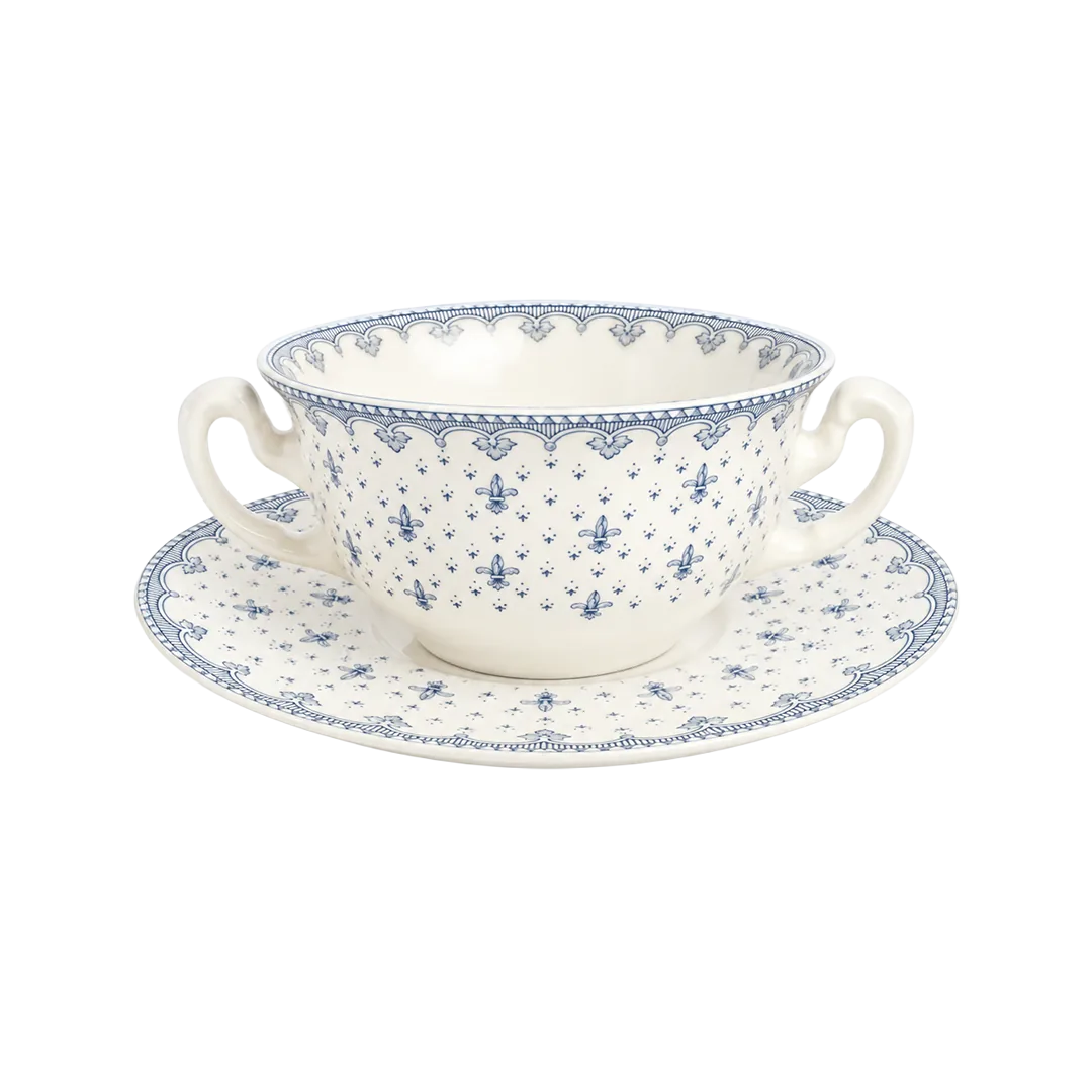 Flor de Lis Azul Consommé Cup and Saucer