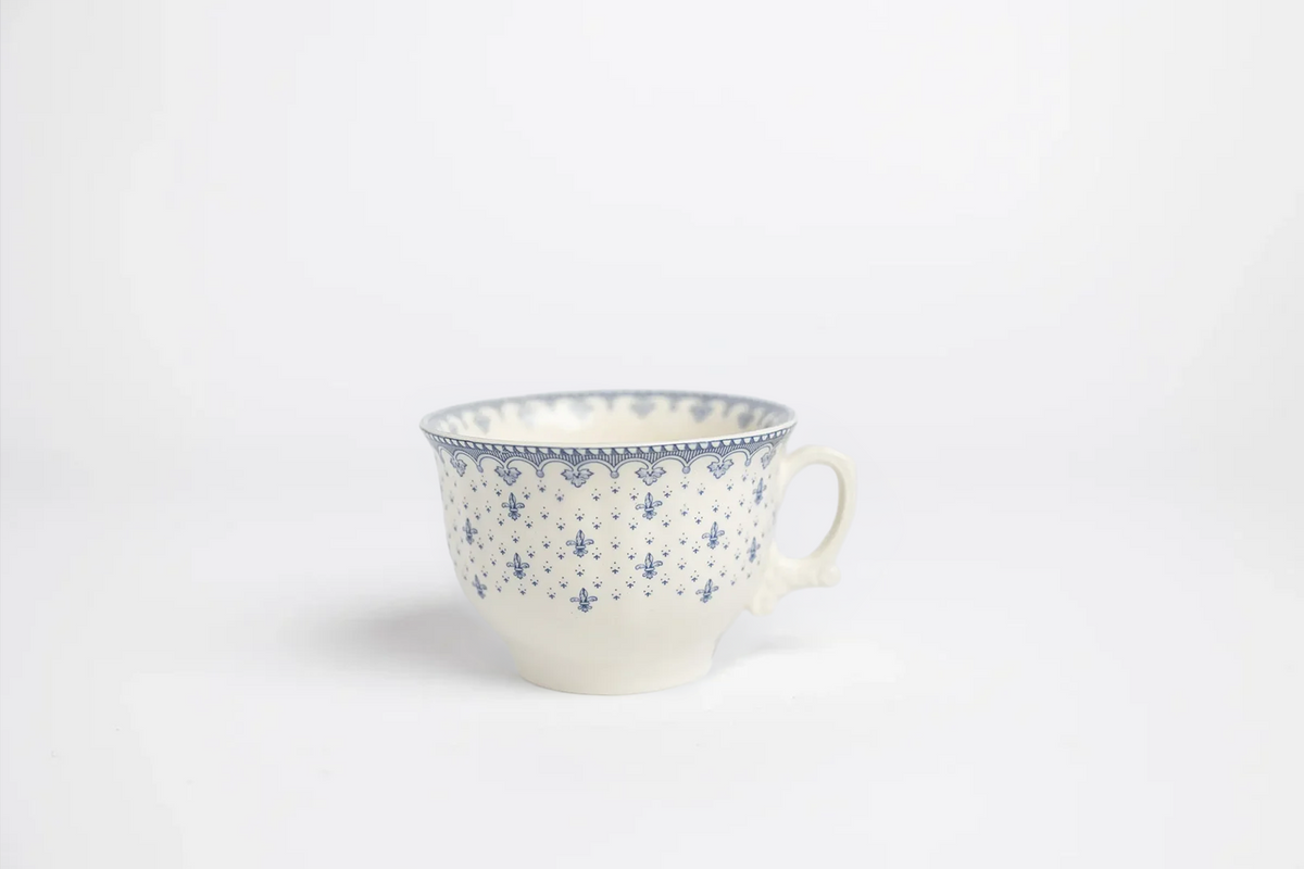 Taza Desayuno Flor de Lis Azul