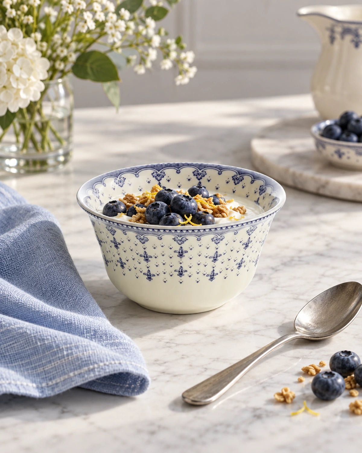 Flor de Lis Azul Small Bowl