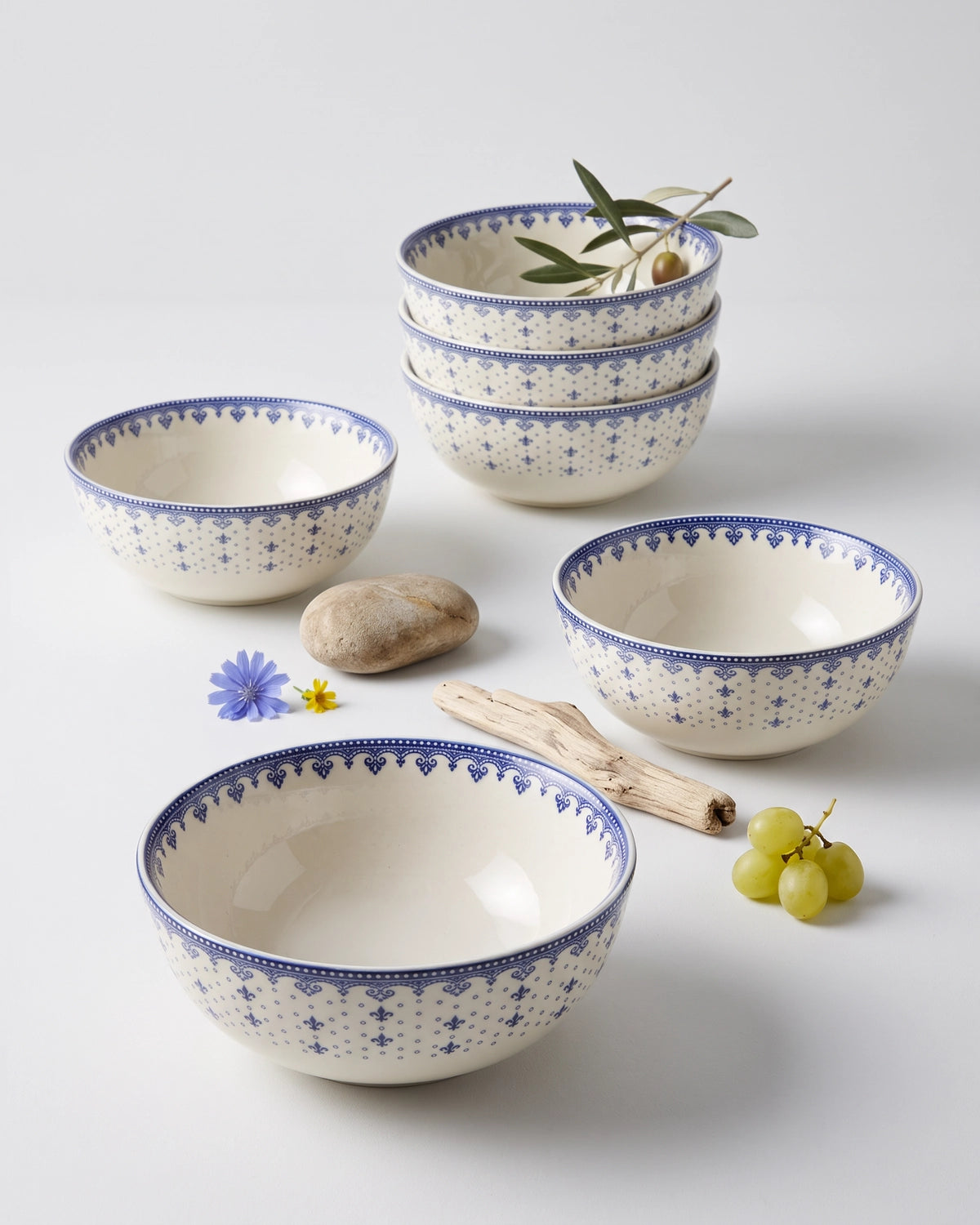 Flor de Lis Azul Set of 6 Mini Bowls