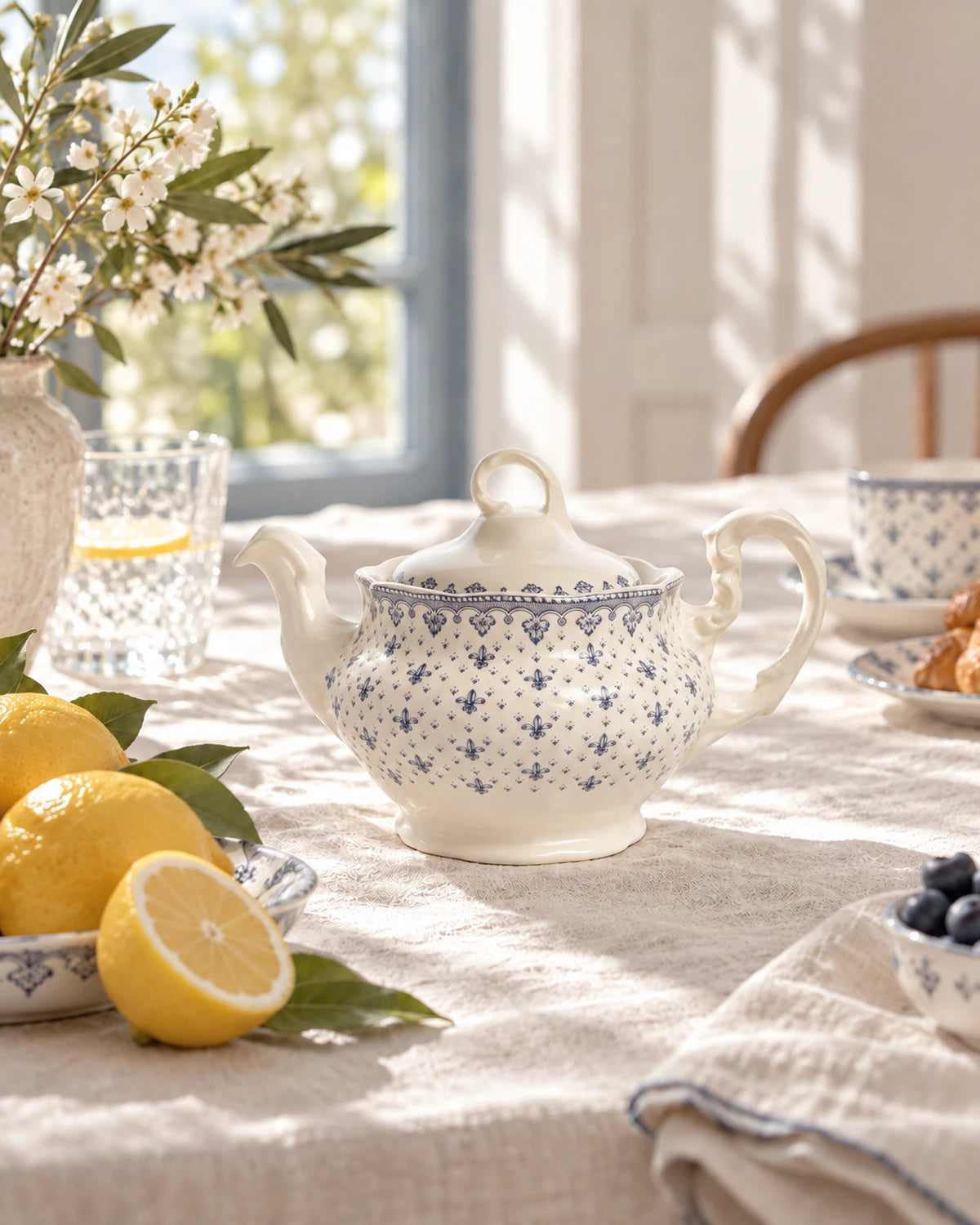 Flor de Lis Azul Teapot