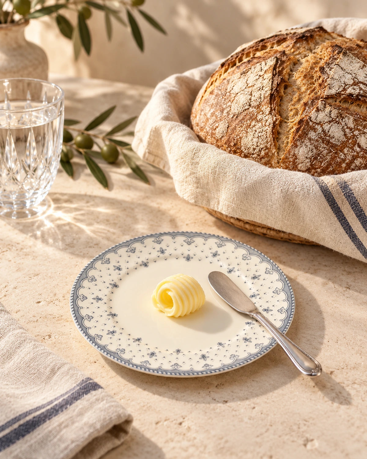 Plato Pan Flor de Lis Azul