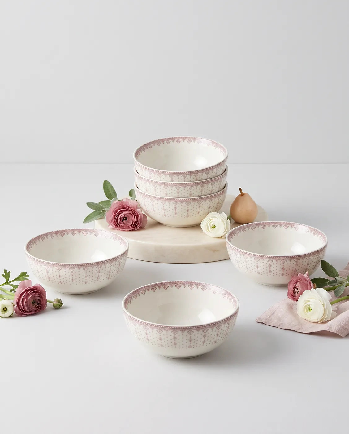 Flor de Lis Rosa Set of 6 Mini Bowls — La Cartuja de Sevilla