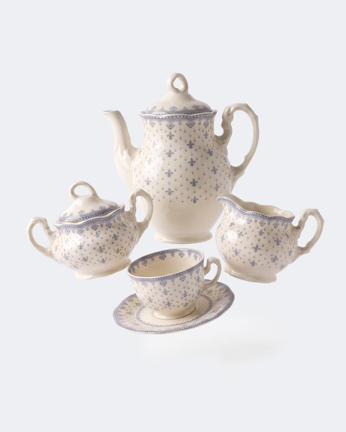Flor de Lis Azul Coffee Set