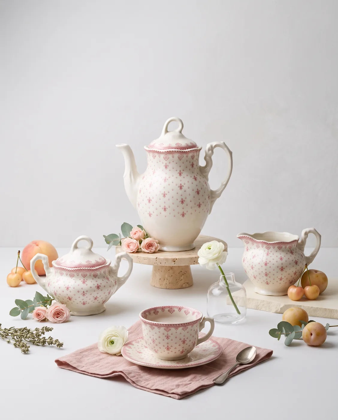 Juego Cafe Flor Lis Rosa — La Cartuja de Sevilla