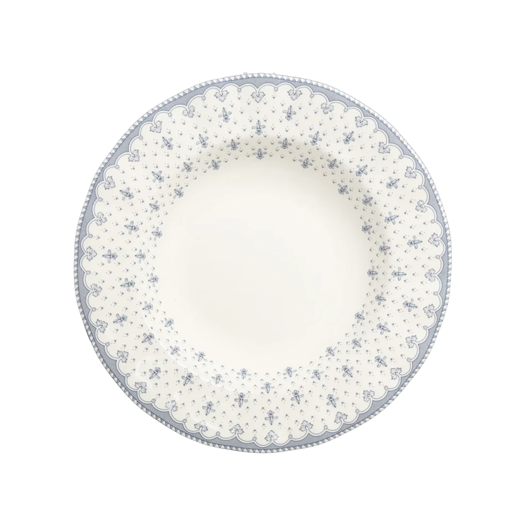 Plato Hondo Flor de Lis Azul