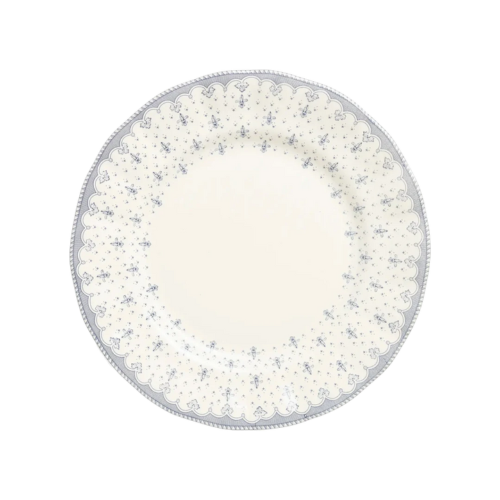 Plato Llano 28 Cm. Flor de Lis Azul