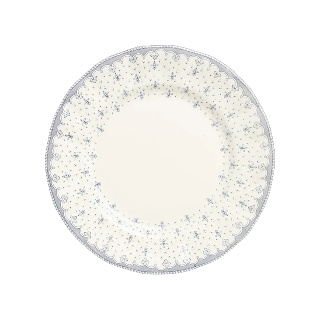 Plato Llano Flor de Lis Azul