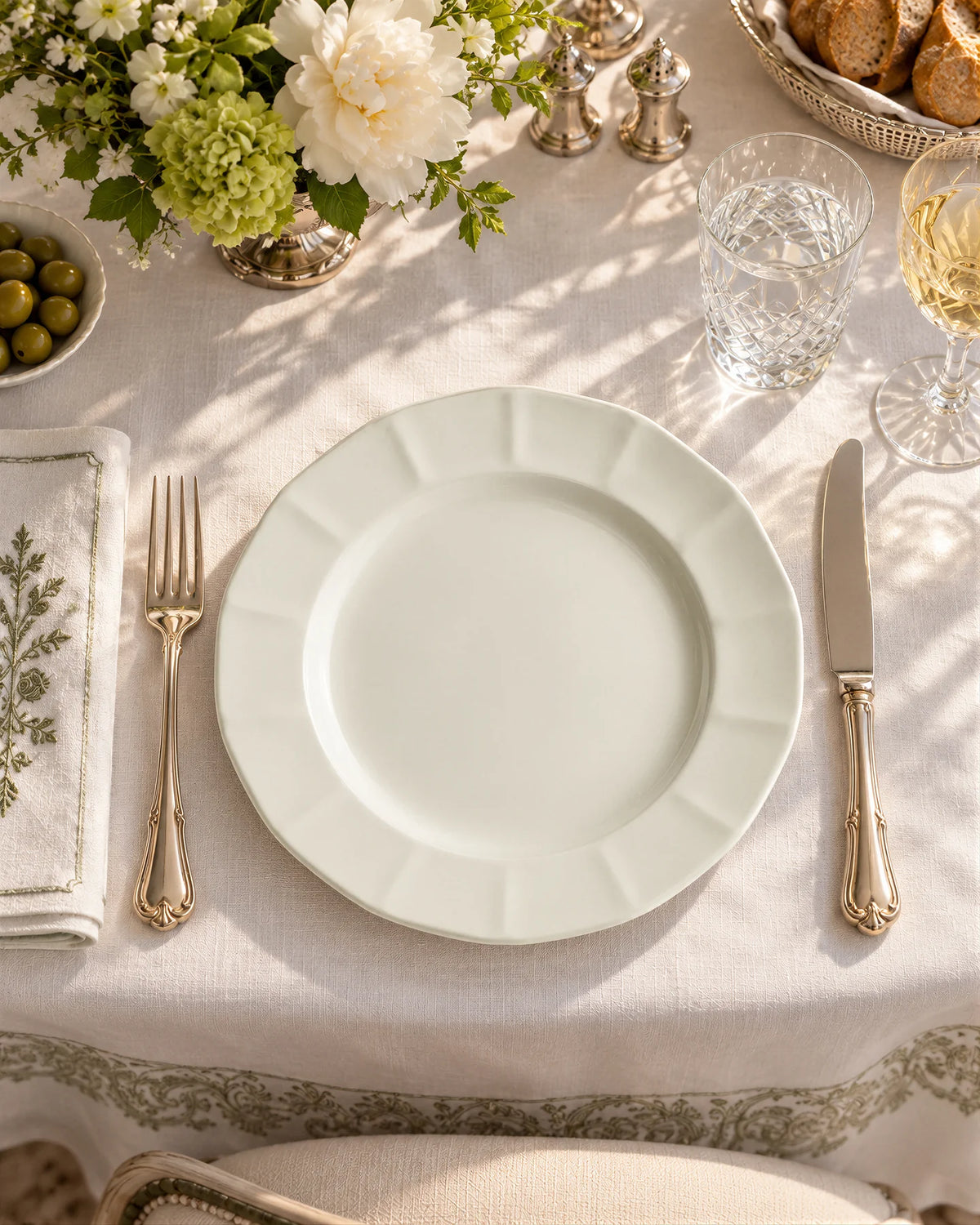 Plato Llano Ochavado Blanco