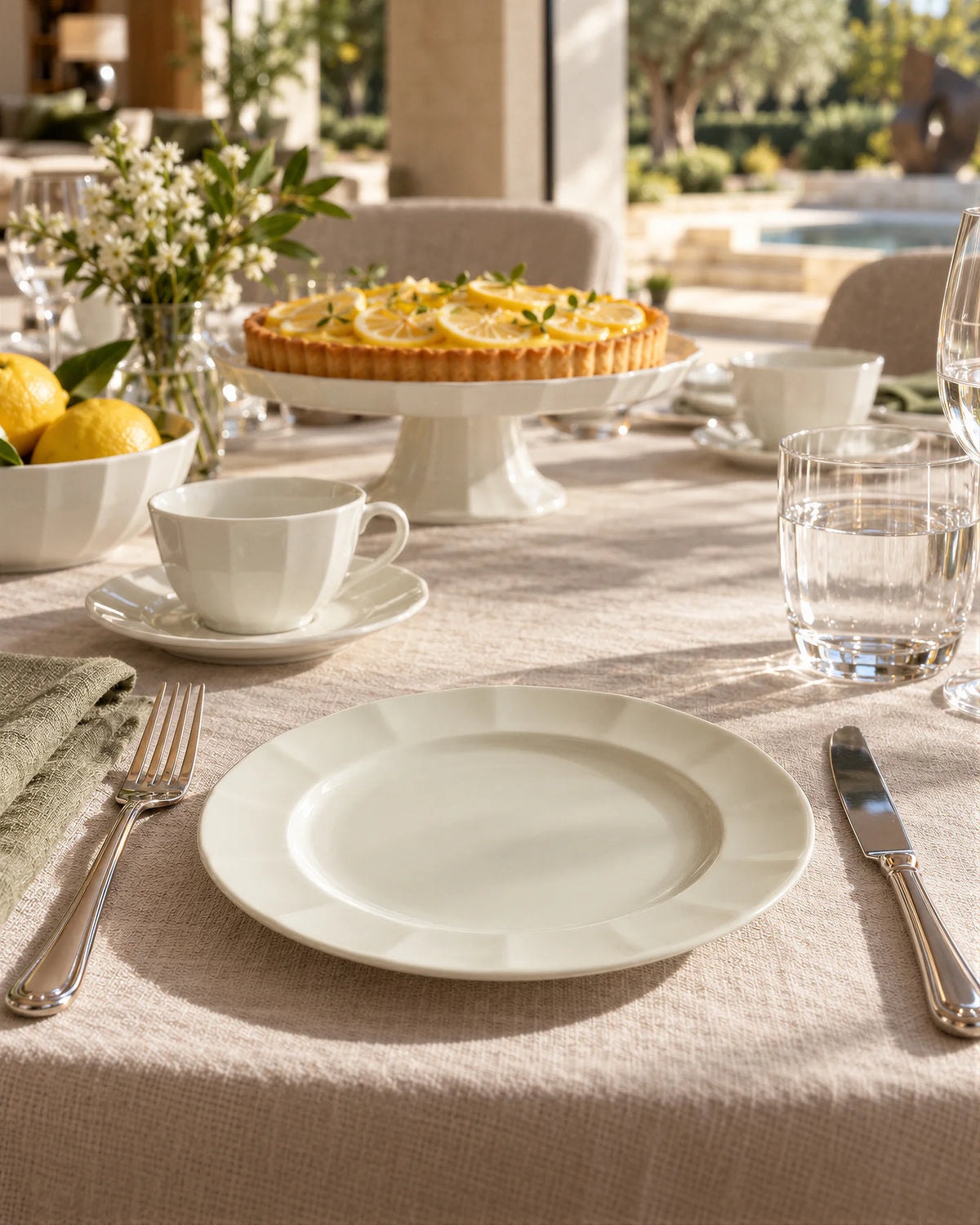 Plato Postre Ochavado Blanco
