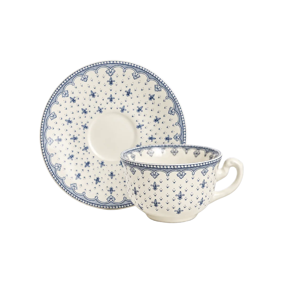 Flor de Lis Azul Coffee Cup and Saucer