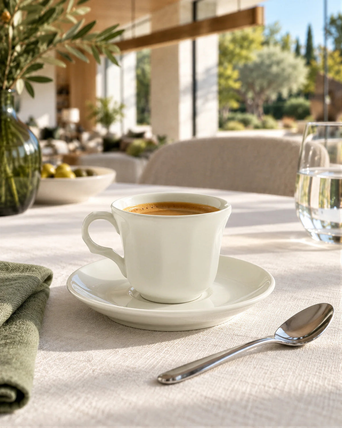 Ochavado Blanco Coffee Cup and Saucer