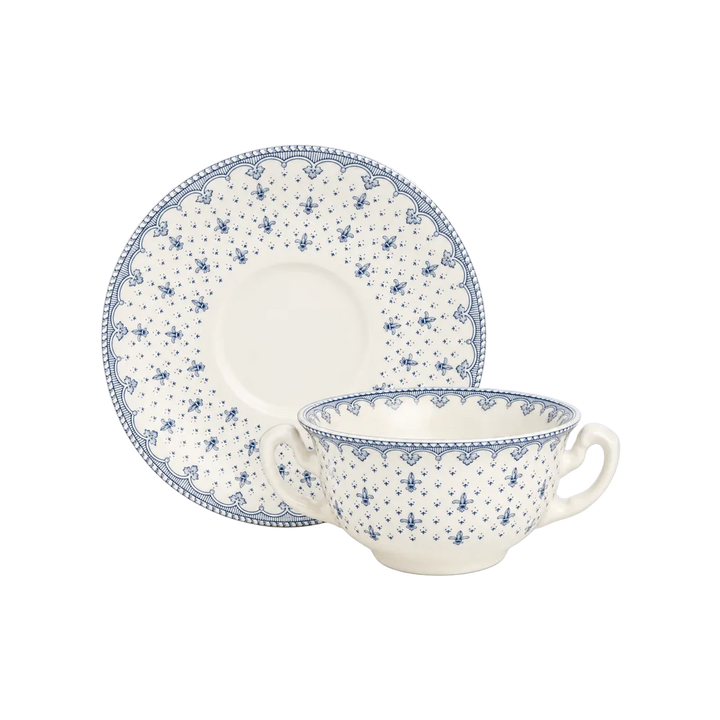 Flor de Lis Azul Consommé Cup and Saucer