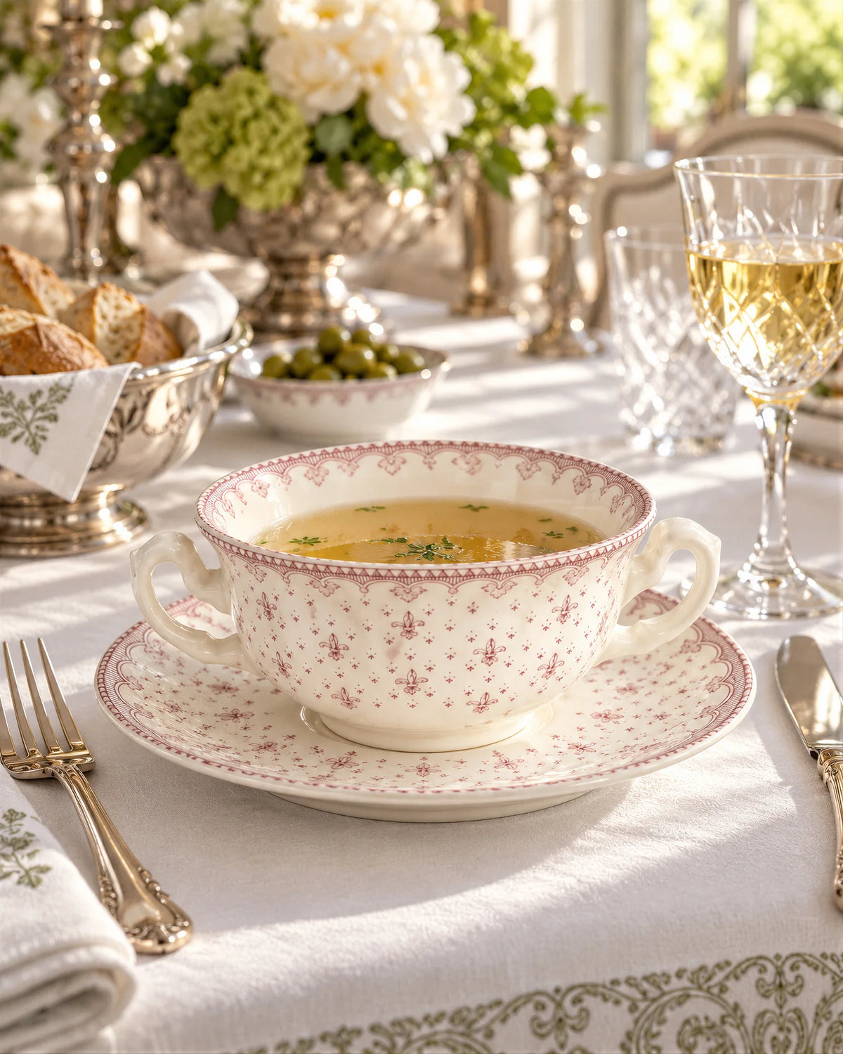 Flor de Lis Rosa Consommé Cup and Saucer