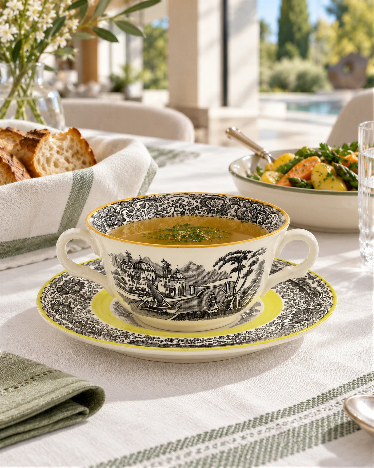 Taza Consomé Con Platillo N. Vistas Amarillo A. Stewart